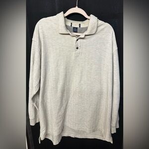 Men's Gray Heavy knit Long Sleeve Polo Shirt